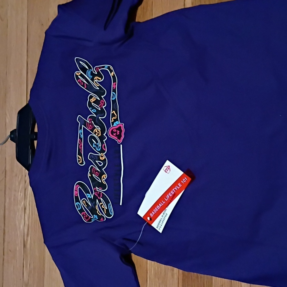 Baseball Lifestyle 101 Purple Kids T-Shirt Youth Small Nwt - Picture 3 of 4